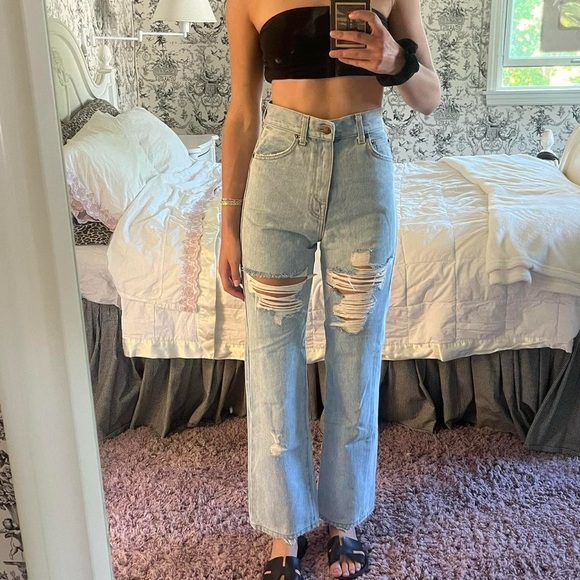 CARMAR ribcage light wash distressed ripped straight leg jean - Picture 1 of 5